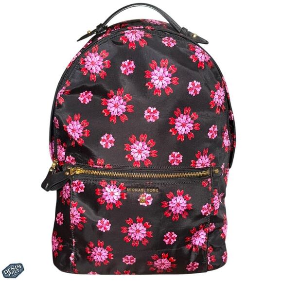MICHAEL KORS Black Ultra Pink Ruby Jewel Floral Large KELSEY NYLON
BACKPACK - Picture 4 of 16